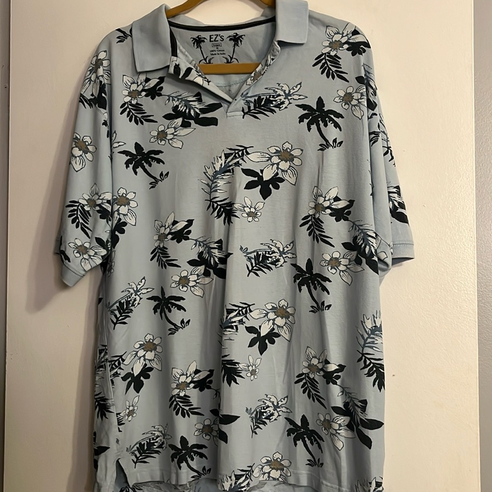 Navy Blue Hawaiian Mens Shirt Size M